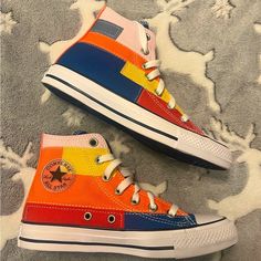 Converse, Unisex. Size: M/4 - W/6 , Casual, Boots Funky Multicolor High-top Sneakers, Colorful Vibrant Sneakers With Round Toe, Orange Color Block Sneakers With Round Toe, Funky Multicolor Round Toe Sneakers, Spring Orange High-top Sneakers With Round Toe, Colorful Vibrant Round Toe Sneakers, Fun Multicolor High-top Sneakers, Vibrant Multicolor Sneakers With Round Toe, Vibrant Multicolor Round Toe Sneakers