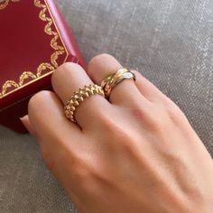 Clash De Cartier Ring Stack, Cartier Clash Ring, Luxury Gold Rings, Cartier Gold, Handbag Essentials, Stacked Jewelry