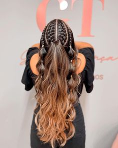 White Girl Braided Hairstyles, Half Up Half Down Braided Ponytail, Glam Braids Hairstyles, Hair Show Hairstyles, Hoco Hairstyles Braids, White Girl Braids Hairstyles, Curls With Braids Hairstyles, Half Up Half Down Hair Braids