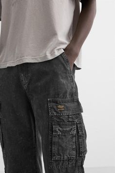 POCKET CARGO PANTS - Dark gray | ZARA United States Washed Black Straight Leg Cargo Pants With Side Pockets, Straight Leg Washed Black Cargo Pants, Urban Style Washed Black Cargo Pants With Pockets, Utility Cargo Jeans In Washed Black With Hip Pockets, Urban Washed Black Cargo Pants With Pockets, Utility Style Washed Black Pants With Cargo Pockets, Washed Black Straight Leg Cargo Pants With Multiple Pockets, Straight Leg Washed Black Cargo Pants With Multiple Pockets, Urban Washed Black Cargo Pants