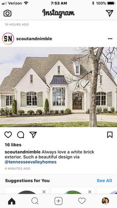 the instagram page on instagram com shows an image of a house and trees