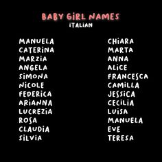 baby girl names in italian on a black background