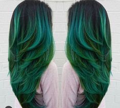 Green Ombre Hair, Mousse For Curly Hair, Curly Hair Mousse, Volumizing Mousse, Creative Hair Color, Hair Coloring, Green Ombre