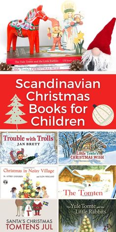 christmas books for children to read with santa claus and other holiday related items in the background