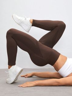 Seamless High Elasticity Sport Leggings Brown    Fabric Plain Regular High Stretch  Women Activewear, size features are:Bust: ,Length: ,Sleeve Length: Lifting Workouts, Sport Leggings, Legging Sport, Compression Tights, Leggings For Women, Sports Leggings, Workout Leggings, Active Wear For Women, Women's Leggings