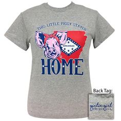 Piggy Home Arkansas Sports Grey-2041 Short Sleeve Pig Shirt, Funny Animal Shirts, Women's Graphic Tees, This Little Piggy, Animal Shirts, Cute Woman, Graphic Tees Women, Funny Animal