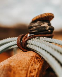 a close up view of a rope with two rings on it