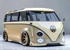 the vw bus has been designed to look like it is going down the road