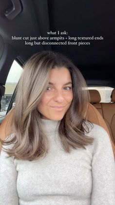 Viviane Audi on Instagram: "such a good length + still have a decently long ponytail! #haircutinspo" Short Blended Layers, Mid Length Professional Hairstyles, Medium Length Haircut What To Ask For, Medium Everyday Hairstyles, Hair Up With Long Bangs, Trendy Side Part Hairstyles, Long Bob Hairstyles Brown Hair, Layered Bob Hairstyles For Straight Hair, Chic Shoulder Length Hairstyles