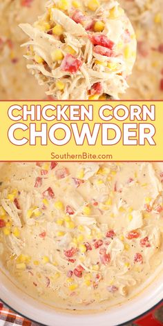 the chicken corn chowder recipe is ready to be eaten