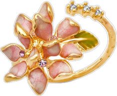 Delicate Pink Flower Ring For Wedding, Pink Flower Enamel Ring For Wedding, Delicate Flower Shaped Ring For Spring, Delicate Spring Flower Ring Gift, Delicate Flower Ring For Spring Gift, Pink Flower-shaped Jewelry For Spring, Pink Enamel Ring As A Gift, Pink Flower Enamel Ring For Gift, Pink Flower Shaped Jewelry For Spring