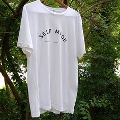 White T-Shirt With Graphic Print And Can Add Your Own Words Blank T Shirt, Blank T Shirts, Self Made, White T Shirt, White Tshirt, Graphic Prints, Bella Canvas, Colorful Shirts, White Black