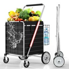 a shopping cart filled with fruits and vegetables