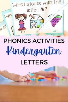 the words phonics activities and handwritten letters