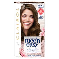 Nice N' Easy permanent haircolor with conditioners built into every step Natural looking Nice N' Easy color that cares for your hair. Our breakthrough Color Care permanent creme has conditioners built into every step. It gives you 100% gray coverage with real natural looking tones & highlights while being kind to your hair. Whats better Its Nice N' Easy.100% Gray coverage Allergy Gentle Fresh Floral Scent Non-Drip Permanent Color Creme Hair Dye Allergy, Ash Brown Hair Dye, Medium Ash Brown Hair, Ash Brown Color, Medium Ash Brown, Easy Hair Color, Clairol Natural, Clairol Natural Instincts, Revlon Color