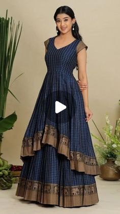 Handloom Dress Designs, Long Kurti Designs Unique, Long Gown Dress From Saree, Saree Dress Design Ideas, Long Frock Models, Dressup Ideas, Organza Anarkali, Basic Blouse Designs, Floral Anarkali