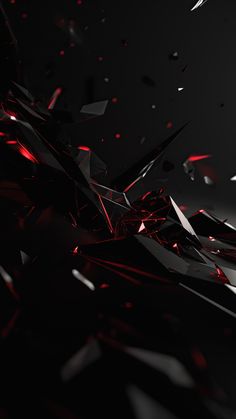 an abstract black background with red and white shapes