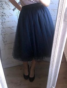 "Beautiful tulle skirt from soft tulle for special occasion. All skirts are made from 4-6 layers of tulle, soft lining and elastic waistband for perfect fit and comfort. Each item are handmade and excelent quality. The model is 5.5ft (166 cm) tall and wears 24\" (61 cm) skirt length (4 layers). The length of the skirt depends on how tall you are - if you are 5.7ft tall, chose 26\" length. Usually tulle skirt sewing takes about 1 week. Shipping to US - 10 till 14 days, to UK - 5 till 7 days. If y Blue Long Tulle Skirt, Summer Prom Tulle Skirt Bottoms, Blue Tulle Long Skirt, Blue Tulle Bottoms For Spring, Blue Tulle Party Bottoms, Spring Blue Tulle Bottoms, Fitted Tulle Pleated Midi Skirt, Elegant Fitted Tulle Pleated Skirt, Summer Evening Tulle Skirt