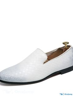 OrcaJump - Mens Formal, Casual, Party & Office Shoes: Faux Leather Moccasins & Slippers - Waterproof, Non- White Synthetic Closed Toe Slip-ons, White Synthetic Slip-ons With Round Toe, White Synthetic Round Toe Slip-ons, White Synthetic Leather Slip-on Shoes, White Business Leather Shoes With Round Toe, White Leather Slip-on Shoes With Round Toe, White Slip-on Dress Shoes For Spring, White Round Toe Slip-ons For Formal Occasions, White Synthetic Closed Toe Loafers