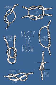 knots to know written in white on a blue background with the words knotting not shown