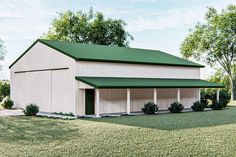 an artist's rendering of a two - car garage in the middle of a field