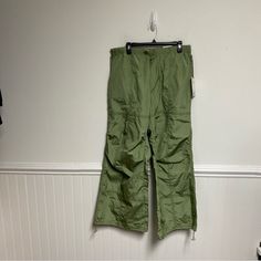 Ymi Parachute Pants New With Tag Green Wide Leg Outdoor Bottoms, Green Wide Leg Bottoms For Outdoor, Spring Military Style Parachute Pants, Spring Military Parachute Pants, Green Full-length Utility Parachute Pants, Utility Green Full-length Parachute Pants, Green Wide Leg Parachute Pants For Outdoor, Outdoor Green Wide Leg Parachute Pants, Spring Utility Pants With Zip Fly