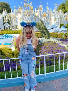 diy overalls with patches Overalls Outfit Disney, Disney Overalls Outfit, Boho Disney Outfit, Diy Disney Outfits Women, Disneyland September, Disney On Ice Outfit, Preppy Disney Outfits, Cold Disney Outfits, Disney Overalls