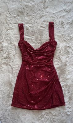 vintage Red mini dress Cherry Red Mini Dress, Red Mini Dress Aesthetic, Dark Red Mini Dress, Dresses Red Short, Sparkly Red Dress, Prom Mini Dress, Cherry Red Dress, Cherry Dress, Red Dress Short