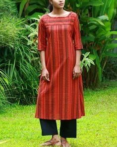 Striped Kurti Design, Black Anarkali, The Secret Label, Straight Kurti, Churidar Designs