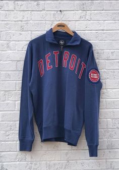 '47 Detroit Pistons Mens Blue Striker Long Sleeve 1/4 Zip Fashion Pullover - Image 1 Cheap Kids Clothes, Vs Fashion Shows, Kim Kardashian Red Carpet, Lazy Outfits, Detroit Pistons, French Terry Fabric, Cleveland Cavaliers, Athletic Wear, Fall Winter Outfits