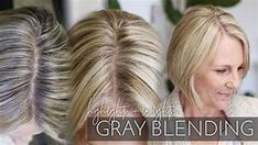 Blending Gray Hair With Highlights, Gray Hair With Highlights, Hair With Highlights And Lowlights, Gray Blending, Grey Hair Dye, Dip Dye Hair, Hair With Highlights, Turquoise Hair