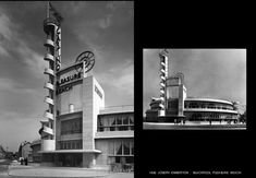 an old black and white photo of a building