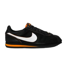 Find NIKE Cortez 'day Of The Dead on Editorialist. The Cortez 'Day of the Dead' was released October 30th 2019 in honor of the traditional Mexican holiday, featuring an orange-and-black colorway highlighted by special detailing. A candle-light graphic on the insole recognizes Día de los Muertos, while top stitching, tongue tag and reflective white Swoosh logos stand out in colorful contrast. The rough suede upper offers a premium look and durability, and 'Cortez 72' is called out in gold script on the lace medallion for a refined finish. Orange Sneakers With Gum Sole For Streetwear, Orange Custom Sneakers With Gum Sole For Sports, Orange Custom Sneakers With Gum Sole, Custom Orange Sneakers With Gum Sole For Sports, Mexican Holiday, Traditional Mexican, Hype Shoes, Nike Cortez, Nike Cortez Sneaker