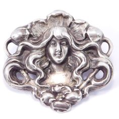 What a great example of Art Nouveau flowing whimsical design. This wonderful brooch measures 1 ⅝ inch wide by 1.5 inches tall and weighs 8.5 grams. Marked STERLING G. Light wear, nice patina, in very good overall condition. Luxury Silver Art Nouveau Brooch, Art Nouveau Lady, Horse Necklace, Whimsical Design, Silver Art, Sterling Silver Hoop Earrings, Sterling Silver Hoops, Silver Hoops, Silver Hoop Earrings