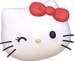 an image of a hello kitty face with big bows on it's head and eyes