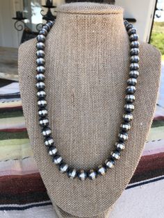 10mm burnished Navajo Pearls Varying lengths Cheap Western Blue Jewelry, Affordable Western Style Blue Jewelry, Affordable Blue Western Style Jewelry, Navajo Beaded Accessories, Western Beaded Jewelry Silver, Navajo White Sand, Navajo Pearl Stacks, Western Jewelry Rings, Diy Western Jewelry