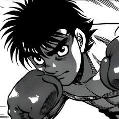 a black and white drawing of a boy with boxing gloves