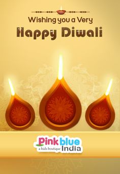 happy diwali greeting card with three candles