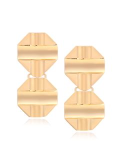 DION is a masterpiece of modern design and elegance. With a unique geometric pattern combining sleek lines and angular shapes, DION earrings are perfect for those who want to add a touch of contemporary sophistication to their look. They effortlessly enhance casual and formal outfits. DETAILS 18K Gold Plated Brass Approx. 2.17" H, 0.98" W Surgical Post & Clip Back Lightweight 100% Hypoallergenic & Nickle-Free Tarnish-Resistant Formal Outfits, Formal Outfit, Gold And Silver, Geometric Pattern, Modern Design, 18k Gold, Gold Plate, Plating, Sleek