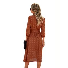 Brown 1/2 Sleeve Button Down V Neck Casual Dress Brown V-neck Midi Dress With Buttons, Women Dresses Casual, Casual Dress Women, Women Dresses, Dresses Casual, Casual Dresses For Women, Button Downs, Casual Dress, Casual Dresses