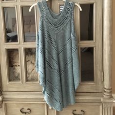 Free People Knit Tunic Style Over Sized Tank. Light Blue. No Tags But Perfect Condition, Never Worn. Size Xs. Blue Sleeveless Casual Sweater, Blue Sleeveless Knit Sweater, Blue Sleeveless Knit Top, Blue Sleeveless Sweater For Spring, One Size Blue Knit Sweater, Blue Open Knit V-neck Sweater, Casual Light Blue Pointelle Knit Sweater, Blue Bohemian Sweater For The Beach, Blue V-neck Sweater For Summer