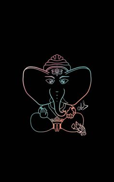 an elephant with a hat on its head sitting in front of a black background,