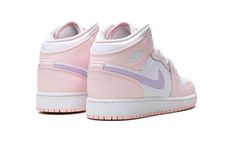 Air Jordan 1 Mid GS FD8780 601 Mid Jordan 1 Pink, Nike Jordan Mid Pink, Air Jordan 1 Mid Gs Pinksicle, Jordan 1’s Light Pink, Drippy Shoes, Pink Mid-top Jordan Shoes For Streetwear, Wash Shoes, Jordan Shoes For Kids, Cute Jordans