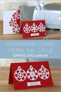 two red and white cards with snowflakes on them