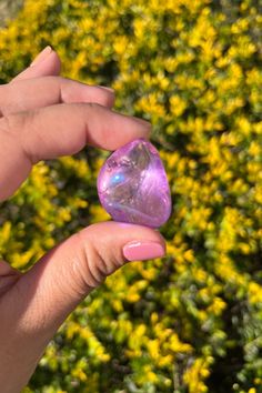 Connect with source and access inner peace and balance with this Angel Aura Amethyst tumble stone. Amethyst is all about connecting with source and coming into balance with your spirituality. Angel Aura Amethyst is created when platinum, silver, and gold are bonded to amethyst, adding a layer of metaphysical power and enhancing the properties of amethyst. This violet ray tumble stone brings divine energies of balance, peace and spirituality, and activates all of the chakras for alignment, helpin Spiritual Tumbled Crystals For Meditation, Spiritual Healing Polished Gemstones, Spiritual Tumbled Gemstones For Healing, Healing Tumbled Gemstones For Spiritual Practices, Large Purple Spiritual Stone Crystals, Lavender Healing Gemstone Crystals, Purple Spiritual Crystals For Healing, Purple Healing Crystals For Spiritual Use, Spiritual Large Purple Stone Crystals