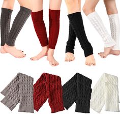 PRICES MAY VARY. Stretchy material for soft to wear: these high leg warmers are made of acrylic fibers, more elastic than wool and have good warmth retention, comfortable to wear Package quantity: come with 4 pairs cable knit leg warmers in 4 colors include black, white, dark gray, and wine red, different colors can go well with your clothes; Each leg warmer measures 16 inches in length, long enough to keep warm Cable knits leg warmer: high ribbed knitting design looks vintage and can make your Cable Knit Leg Warmers, Baggy Sweaters, Knit Leg Warmers, Leg Warmer, Long Leggings, Knee Boot, Winter Knits, Looks Vintage, Socks And Hosiery