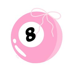 a pink pool ball with the number eight on it