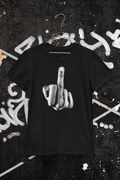 Middle Finger Graphic Tee Shirt by ShopCrassyCreations on Etsy Funny Streetwear T-shirt With Front Print, Funny Front Print T-shirt For Streetwear, Funny Front Print Top For Streetwear, Funny Front Print Tops For Streetwear, Black Hip Hop T-shirt With Funny Print, Funny Screen Print Streetwear Shirt, Funny Streetwear Shirt With Screen Print, Funny Screen Print Shirt For Streetwear, Graphic Tee Shirt