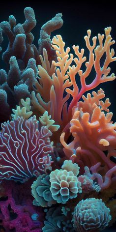 an underwater scene with corals and sea fans