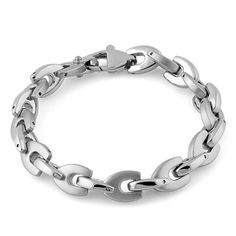 Width: 9.9mm

      Thickness: 3.5mm

   
       Metal: Stainless Steel   Finish:Brush Polish & High Polish Classic Bracelet With Stainless Steel Clasp, Elegant Bracelets With Stainless Steel Clasp, White Gold Bracelets With Stainless Steel Clasp, Elegant Chain Bracelet With Stainless Steel Clasp, Metal Chain Link, Stainless Steel Bracelet, Link Bracelets, Silver Bracelet, Stainless Steel